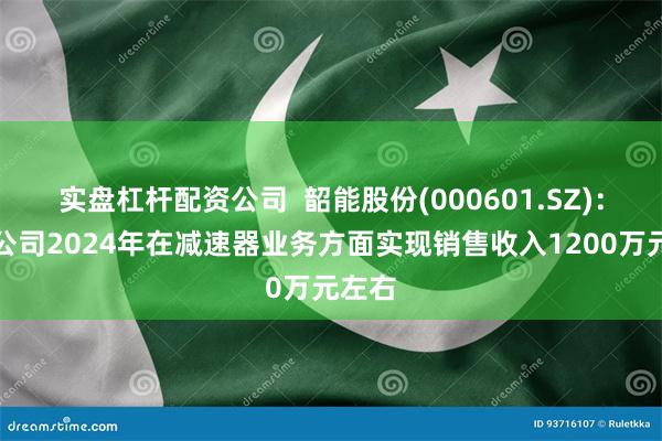 实盘杠杆配资公司  韶能股份(000601.SZ)：宏大公司2024年在减速器业务方面实现销售收入1200万元左右